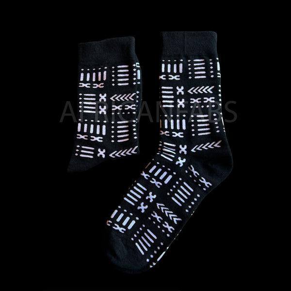 SCARF + SOCK SET African print black bogolan Winter Scarf + Socks