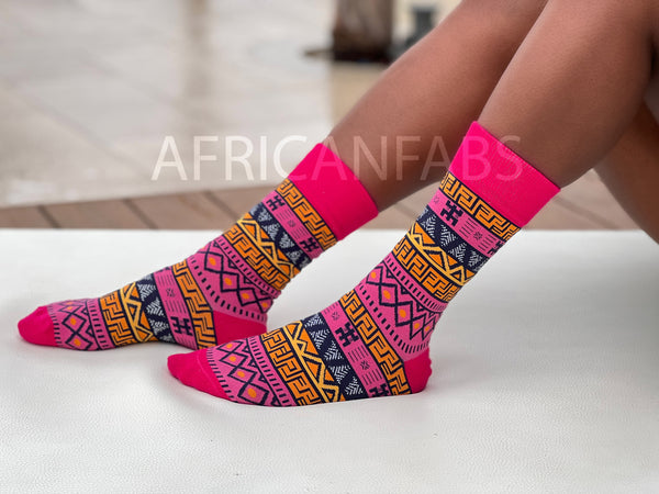 SCARF + SOCK SET African print Purple / pink kente Winter Scarf + Socks