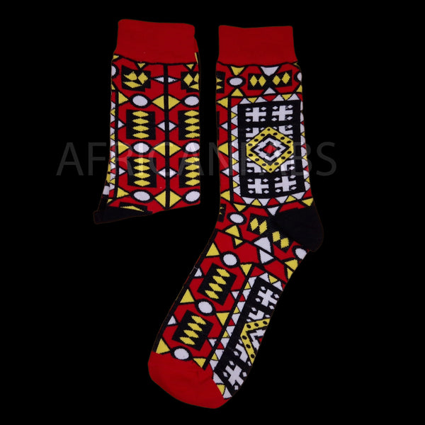 SCARF + SOCK SET African print Red Samakaka Winter Scarf + Socks