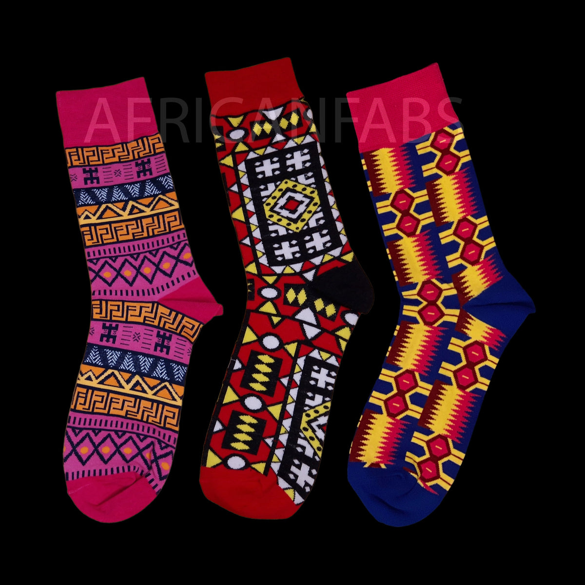 African socks / Afro socks / Set of 3 pairs AfricanFabs