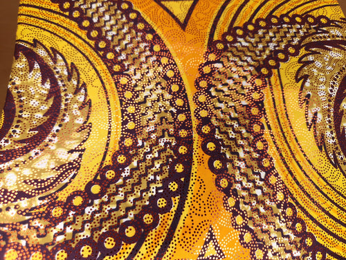 African Wax print fabric Osikani - Yellow GOLD Trails