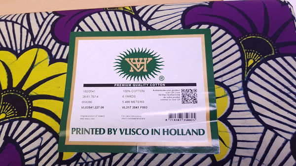 VLISCO Hollandais Wax print fabric - PURPLE WEDDING FLOWERS