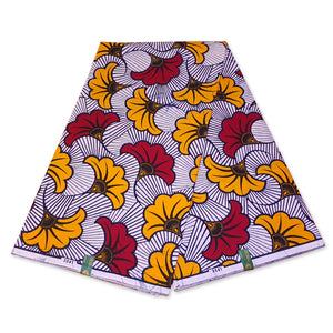 VLISCO Hollandais Wax print fabric - WHITE WEDDING FLOWERS – AfricanFabs