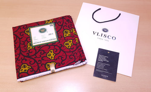 VLISCO Hollandais Wax print fabric - RED / YELLOW BRANCH