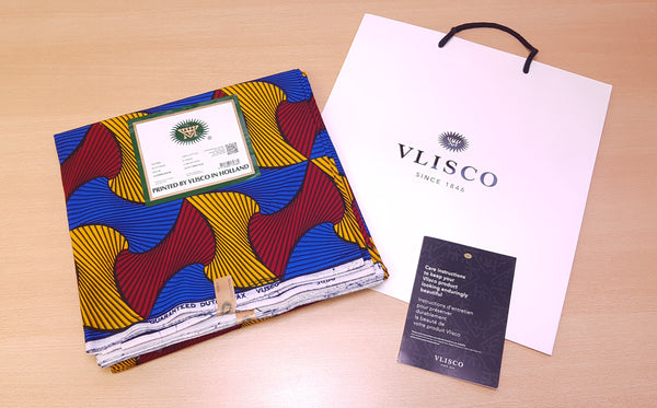 VLISCO Hollandais Wax print fabric - RED / YELLOW / BLUE SANTANA