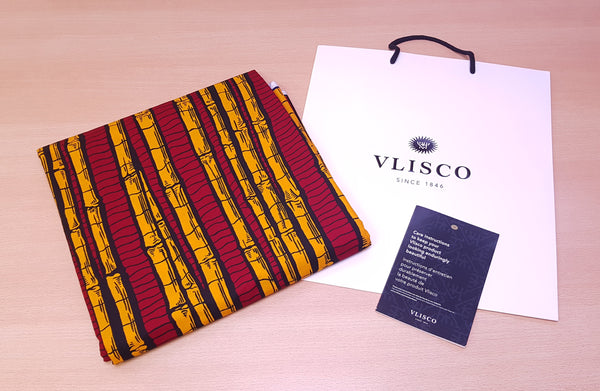 VLISCO Hollandais Wax print fabric - RED / YELLOW SUGAR CANE PLANT