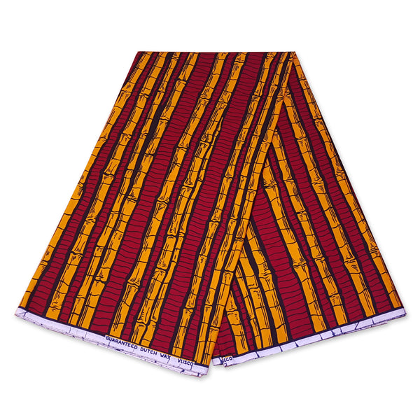 African headwrap- Red yellow sugar cane (Vlisco)