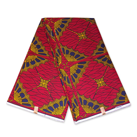 VLISCO Hollandais Wax print fabric - RED UMBRELLA
