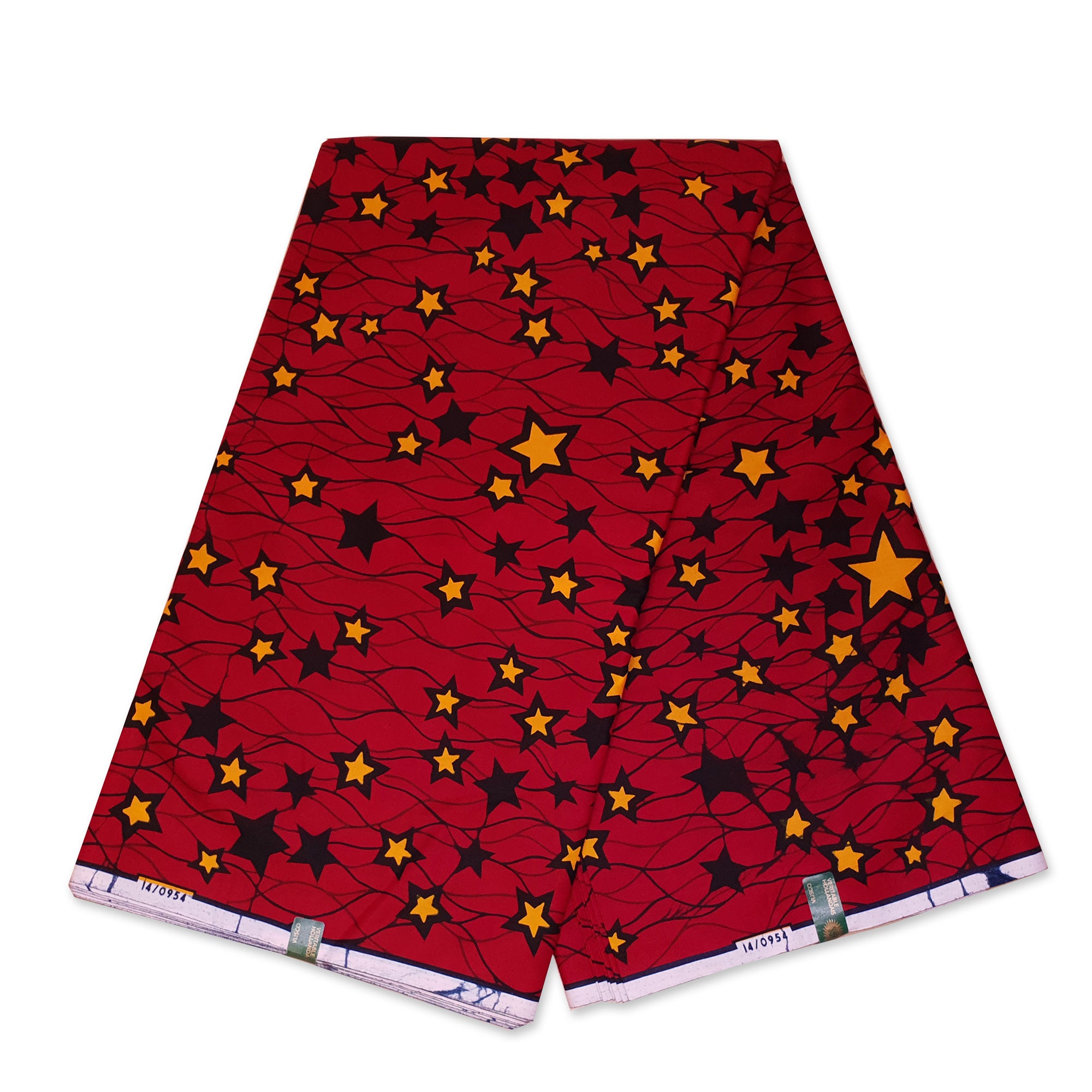 VLISCO Hollandais Wax print fabric - Red / Yellow Stars