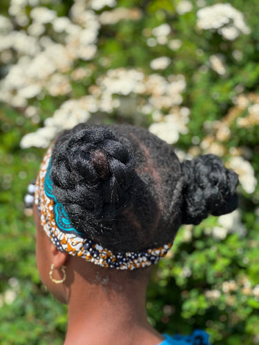 African print Headband - Kids - Hair Accessories - Blue / mustard classic