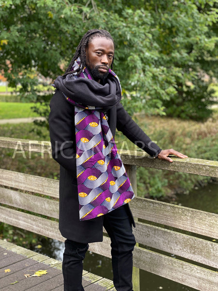 African print Winter scarf for Adults Unisex - Purple tangle