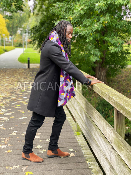 African print Winter scarf for Adults Unisex - Purple tangle
