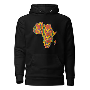 Hoodie - Unisex - African continent in Kente print D001 (Hoodie Black or White)