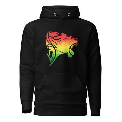 Hoodie - Unisex - Roaring Lion in Pan African colors D020 (Hoodie in multiple colors)