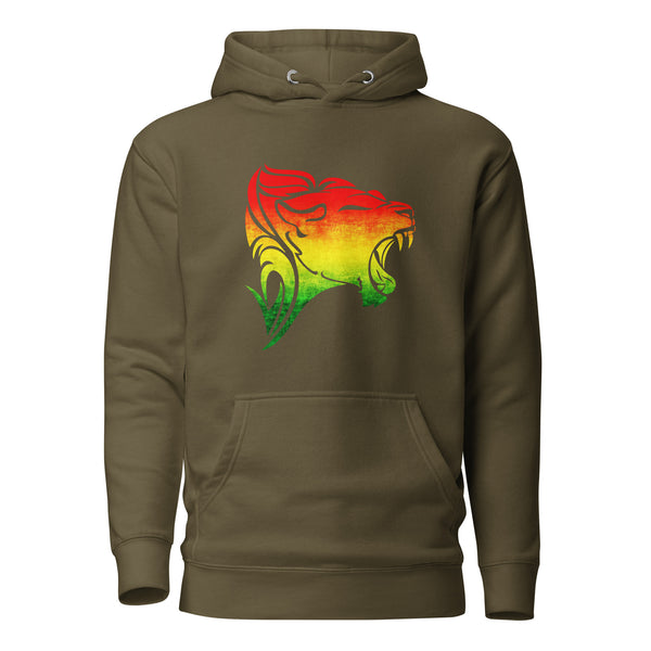 Hoodie - Unisex - Roaring Lion in Pan African colors D020 (Hoodie in multiple colors)