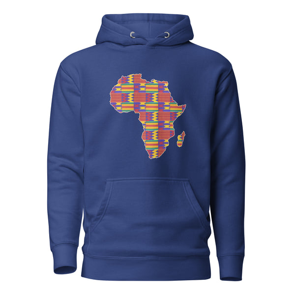 Hoodie - Unisex - African continent in Red Kente print D002 (Hoodie in multiple colors)