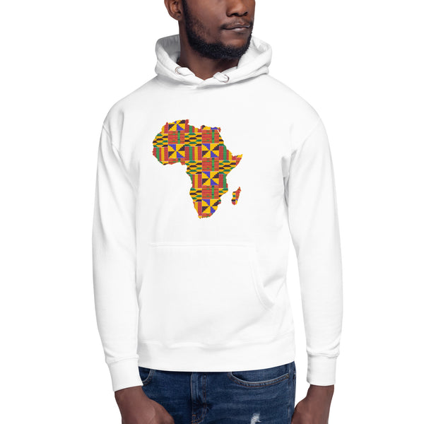 Hoodie - Unisex - African continent in Kente print D001 (Hoodie Black or White)