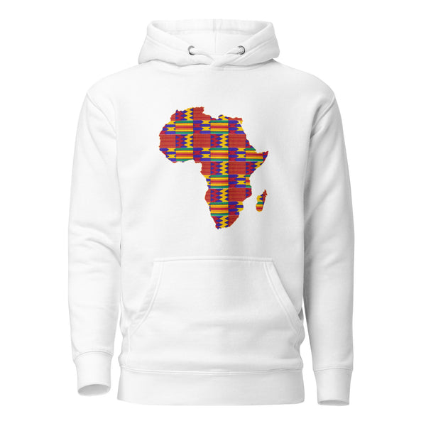 Hoodie - Unisex - African continent in Red Kente print D002 (Hoodie in multiple colors)